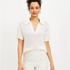 LOFT White Knit Top